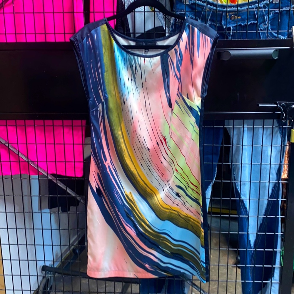 Forenza Colorful Brushstroke Print Sleeveless Mini Dress